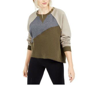 Free People Colorblock Crew Neck Sweater - Gray, Olive, Beige